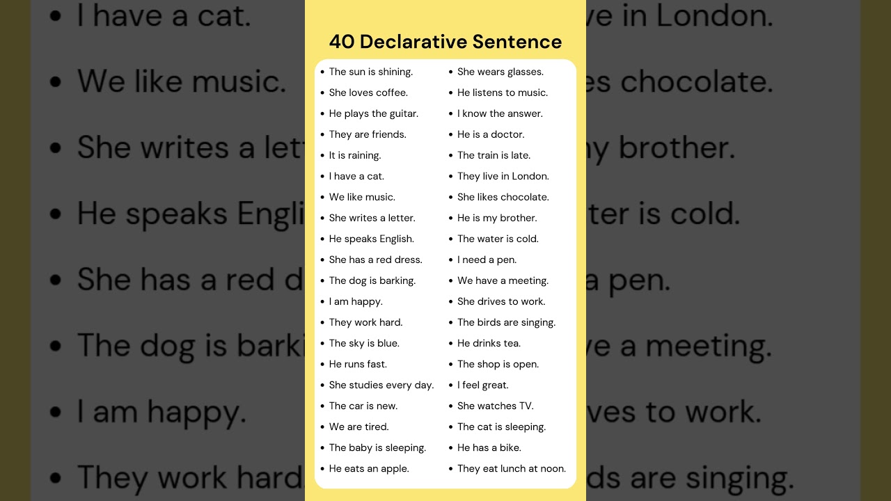 40 Declarative Sentences in English &ndash; Improve Your Grammar & Speaking Skills! 🚀