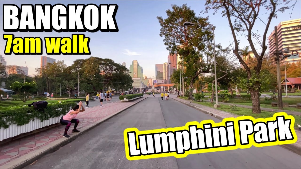 【4K】Bangkok Lumphini Park - Morning Walk at 7am (Sunrise)