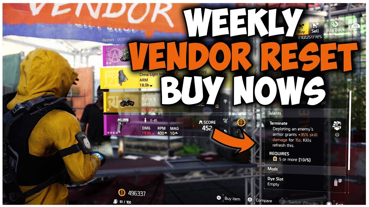BUY THESE THREE ITEMS NOW IN THE DIVISION 2 BEFORE THE RESET | VENDOR RESET 7/26/2019