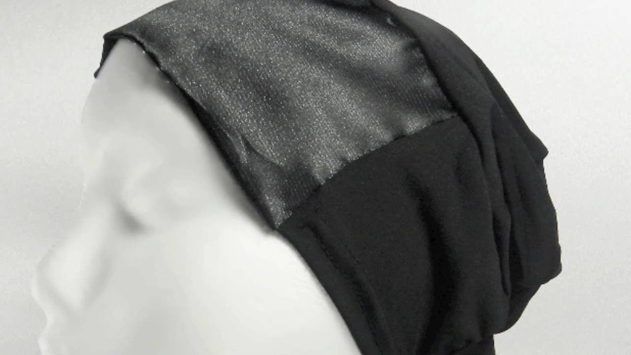 Black Satin Hat Underscarf: BLKHUSA