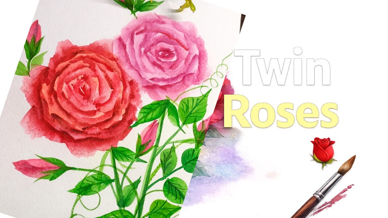 “Two Roses Watercolor Painting | Easy Floral Art”
