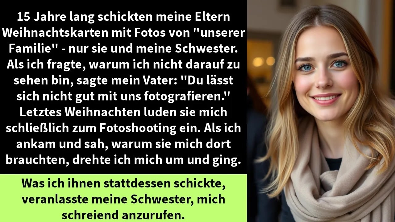 15 Jahre lang schickten meine Eltern Weihnachtskarten mit Fotos von ＂unserer Familie＂