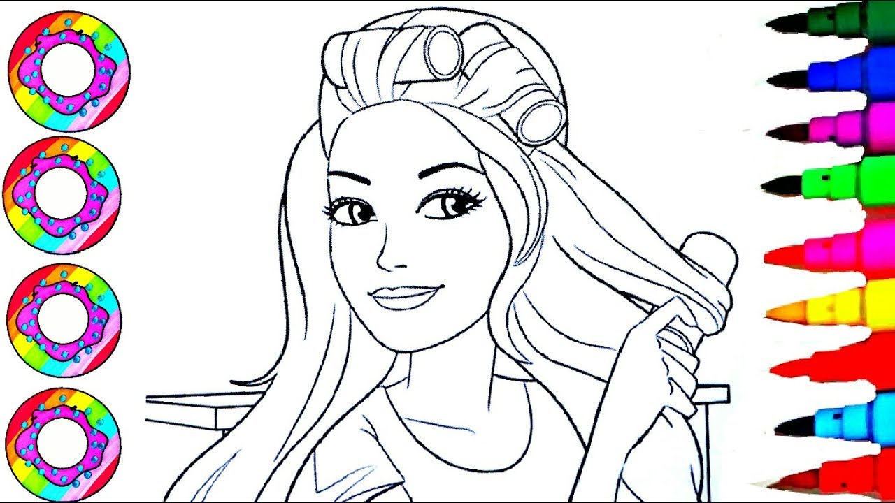 Colouring Drawings Barbie Fashionistas with Golden sparkle Hair Coloring Pages l How to Color