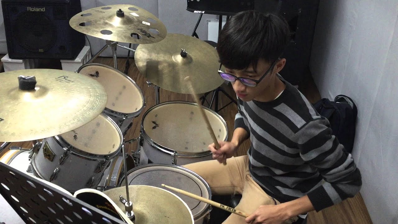 [ 爵士鼓手魷魚kEN ] 2016-01 教學😀( 鼓手 - 王凱威；爵士鼓練習1-1 ) Drum Cover Practice SparxStix 發光鼓棒