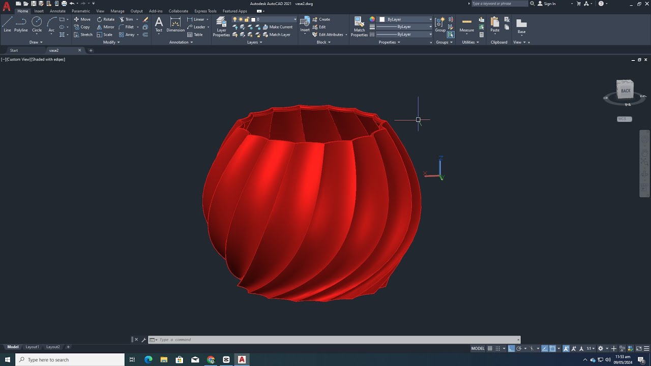 AutoCAD 3D Спиральная ваза 2