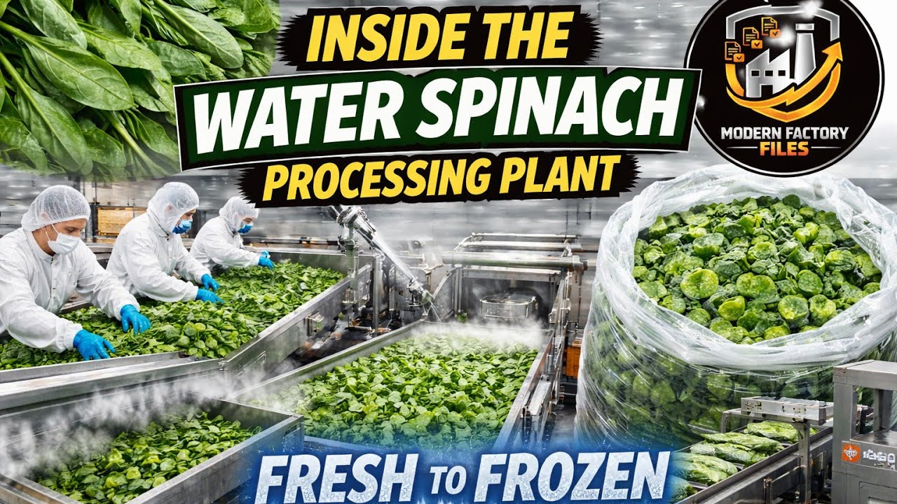 Inside the Water Spinach Processing Plant: From Fresh Greens to Frozen (Full proccess