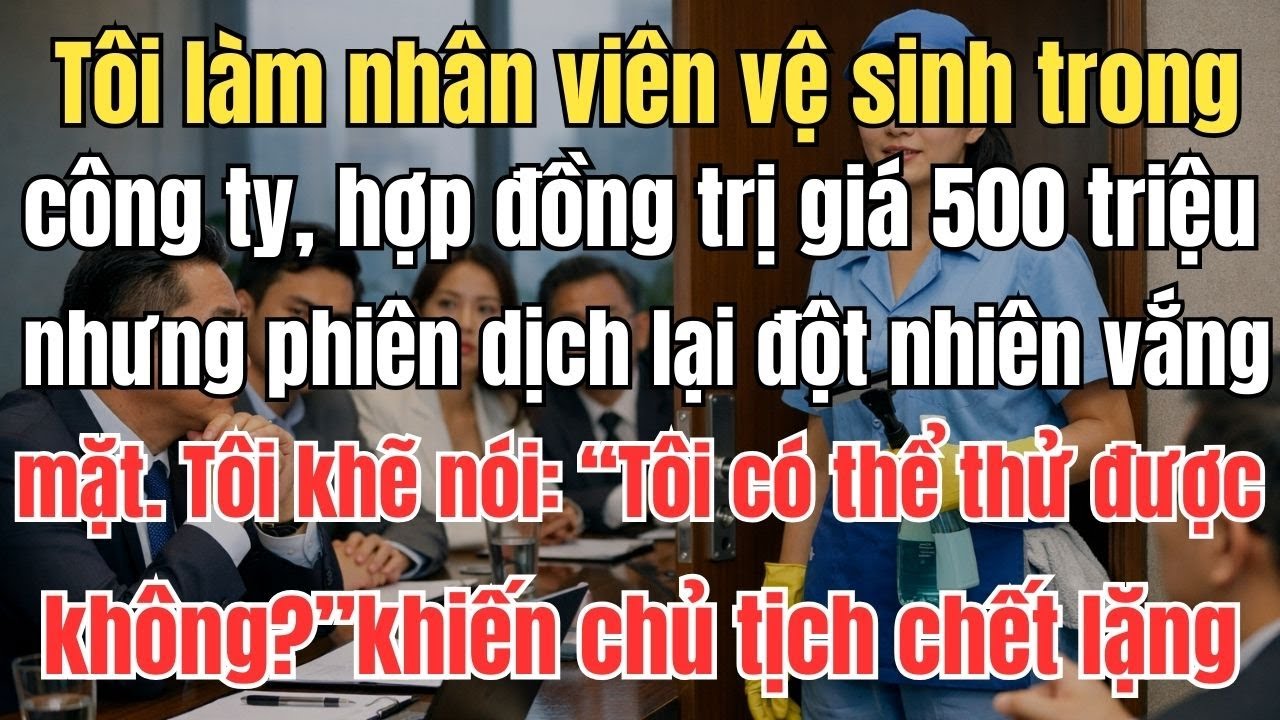 Ra đi tay trắng, tôi làm nhân viên vệ sinh trong công ty, đang lau kính thì nghe thấy tiếng cãi vã