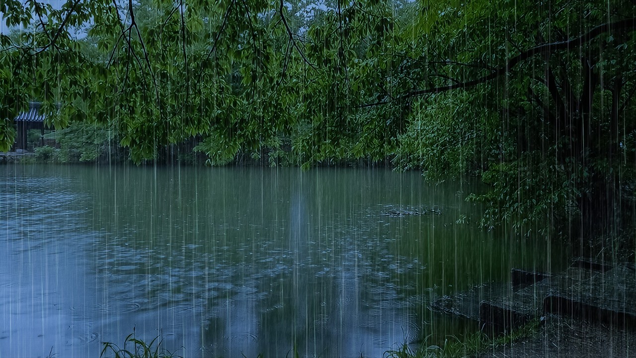 Gentle Rainstorm on Forest Lake to Sleep & Relax Deeply | ASMR Forest Rain to Reduce Stress