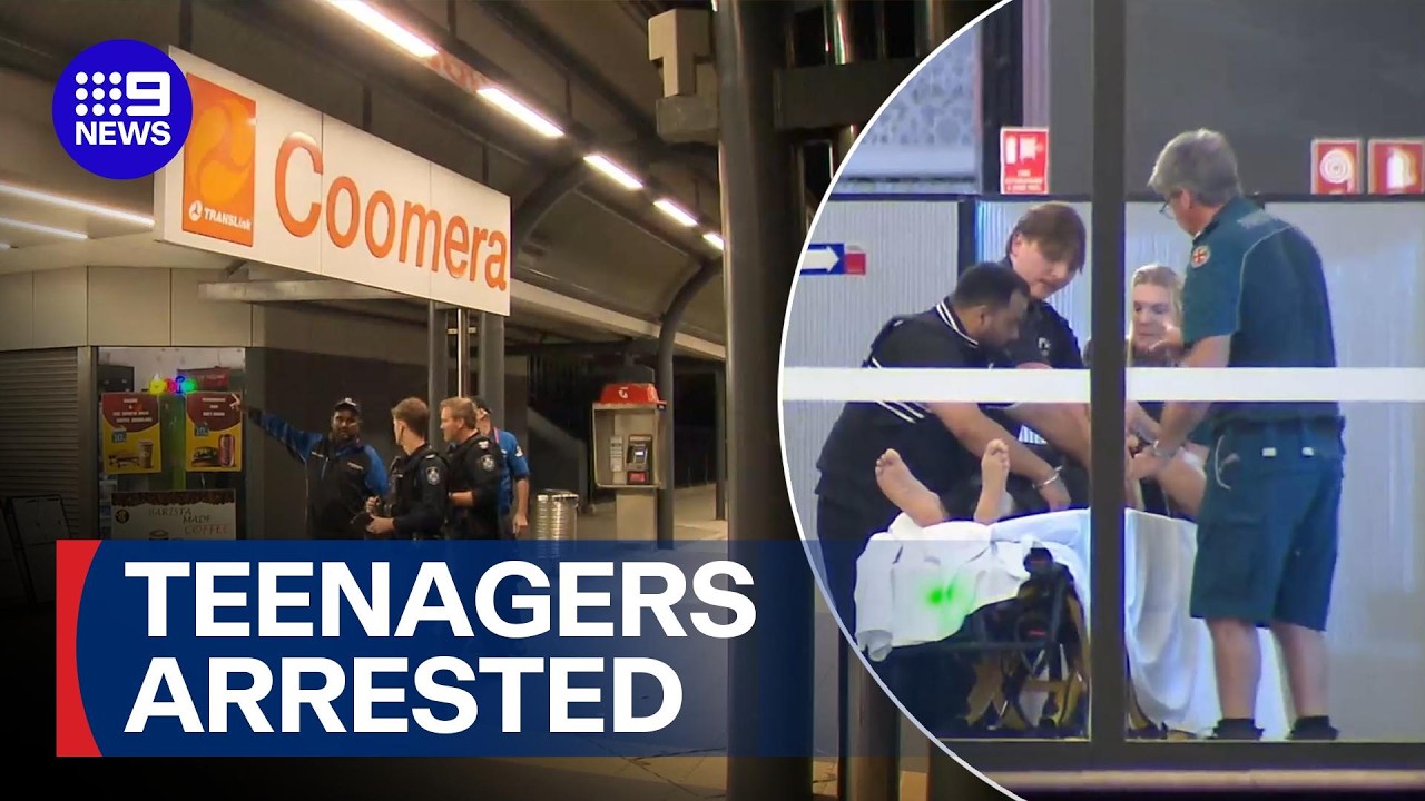 Security guard allegedly attacked by teens at shopping centre | 9 News Australia
