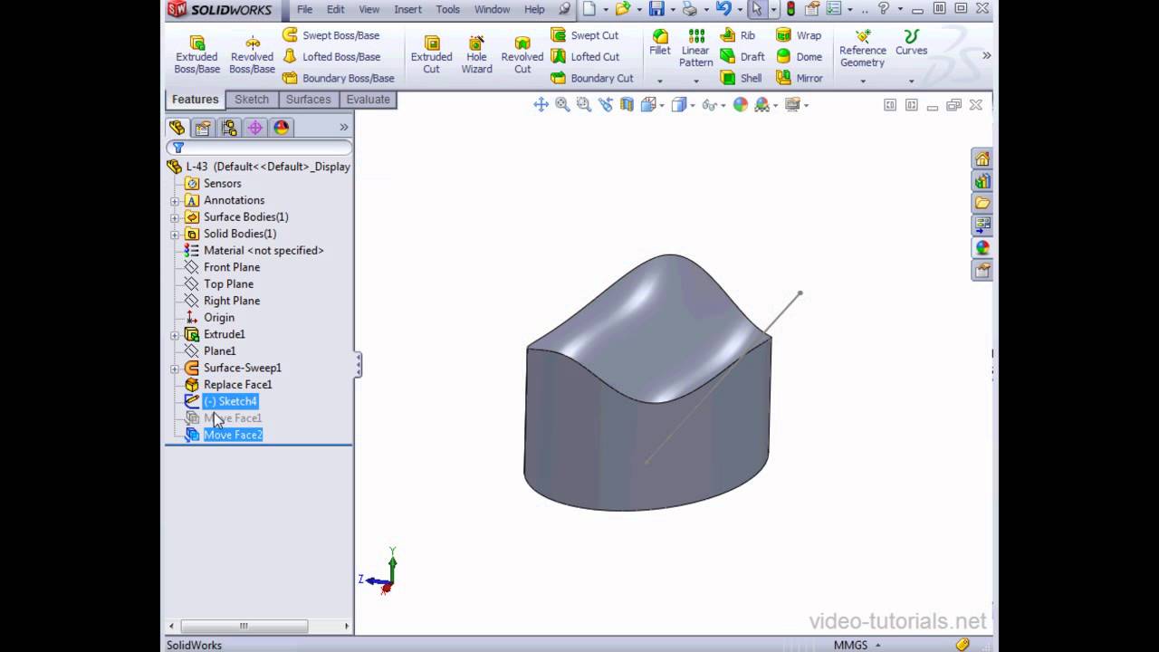How to move your model's faces SOLIDWORKS Tutorials Surface Design