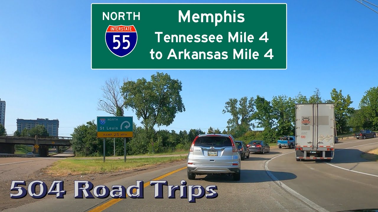 Road Trip #682 - I-55 North - Memphis - The Traffic Jam - TN Mile 4 to AR Mile 4