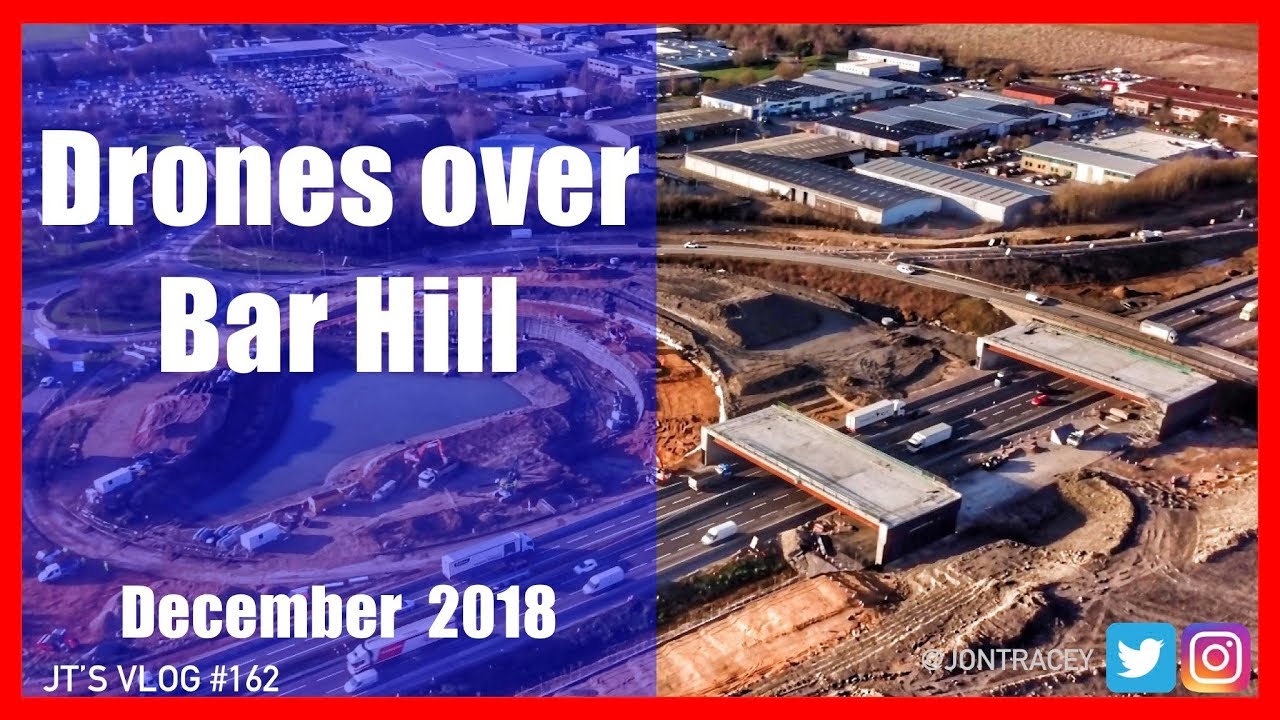 Drones over Bar Hill - Building the new A14 - December  2018