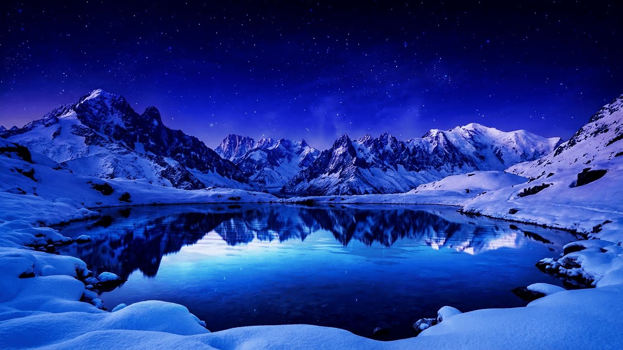Relaxing Snowy Mountain Lake • 2 Hours of Deep Sleep Music & Anxiety Relief
