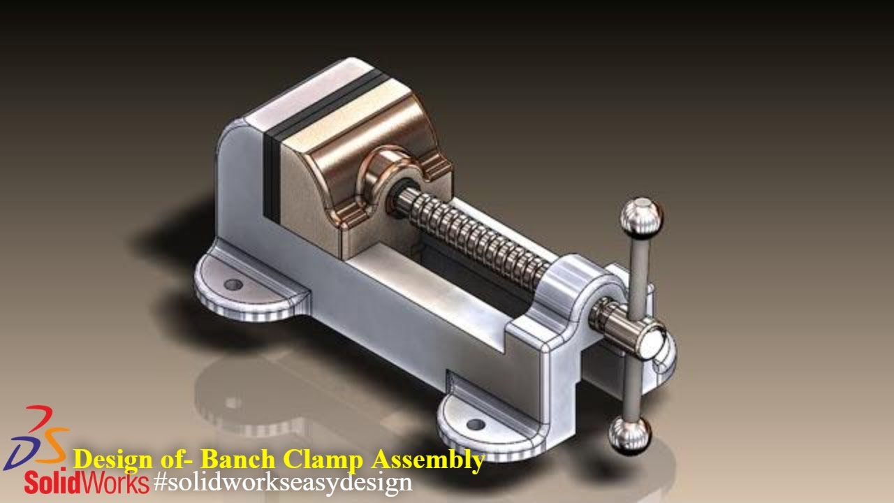 Solidworks Tutorial # 56 Design And Assembly of Bench Vice  in SolidWorks BY SOLIDWORKS_EASY_DESIGN.