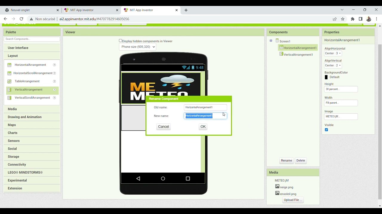 1. Interface Telephone pour Station Météo avec MIT App Inventor