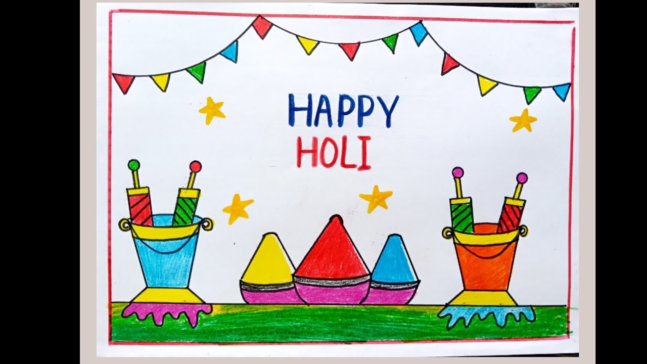 Holi drawing easy | Holi drawing for kids |Holi drawing easy and beautiful |How to draw Holi drawing