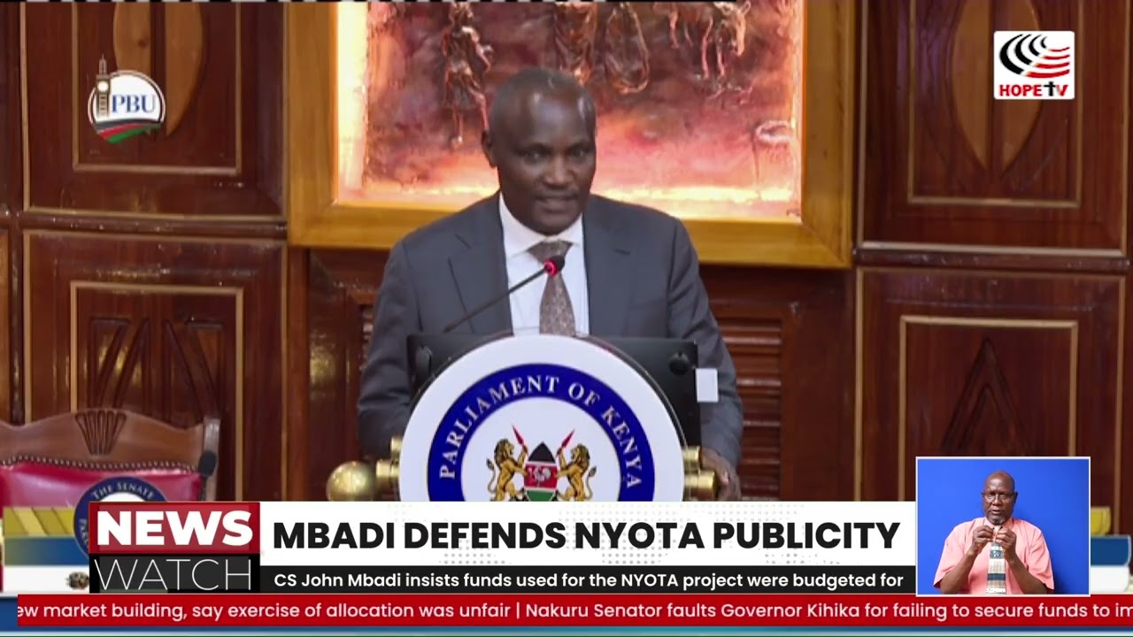 Treasury CS John Mbadi insists funds used for the NYOTA project were budgeted for