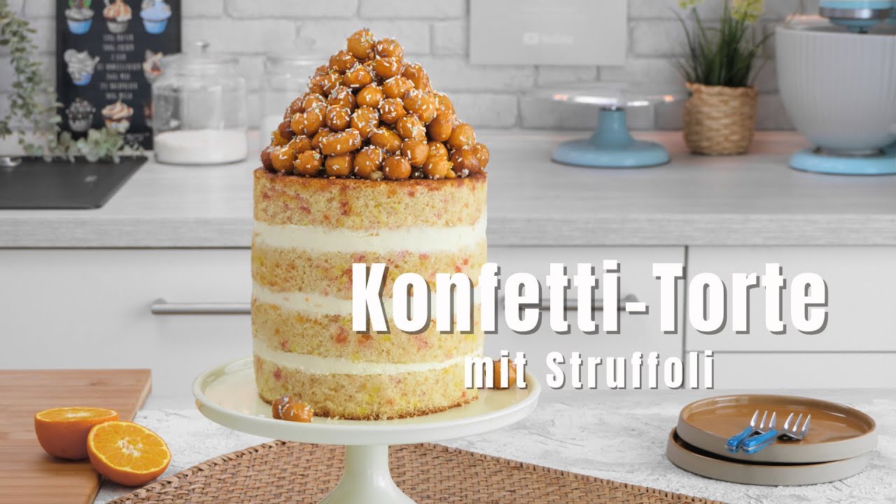 SAFTIGER Fanta-Kuchen, leckere Creme & Erdbeerkonfitüre | Konfetti-Torte