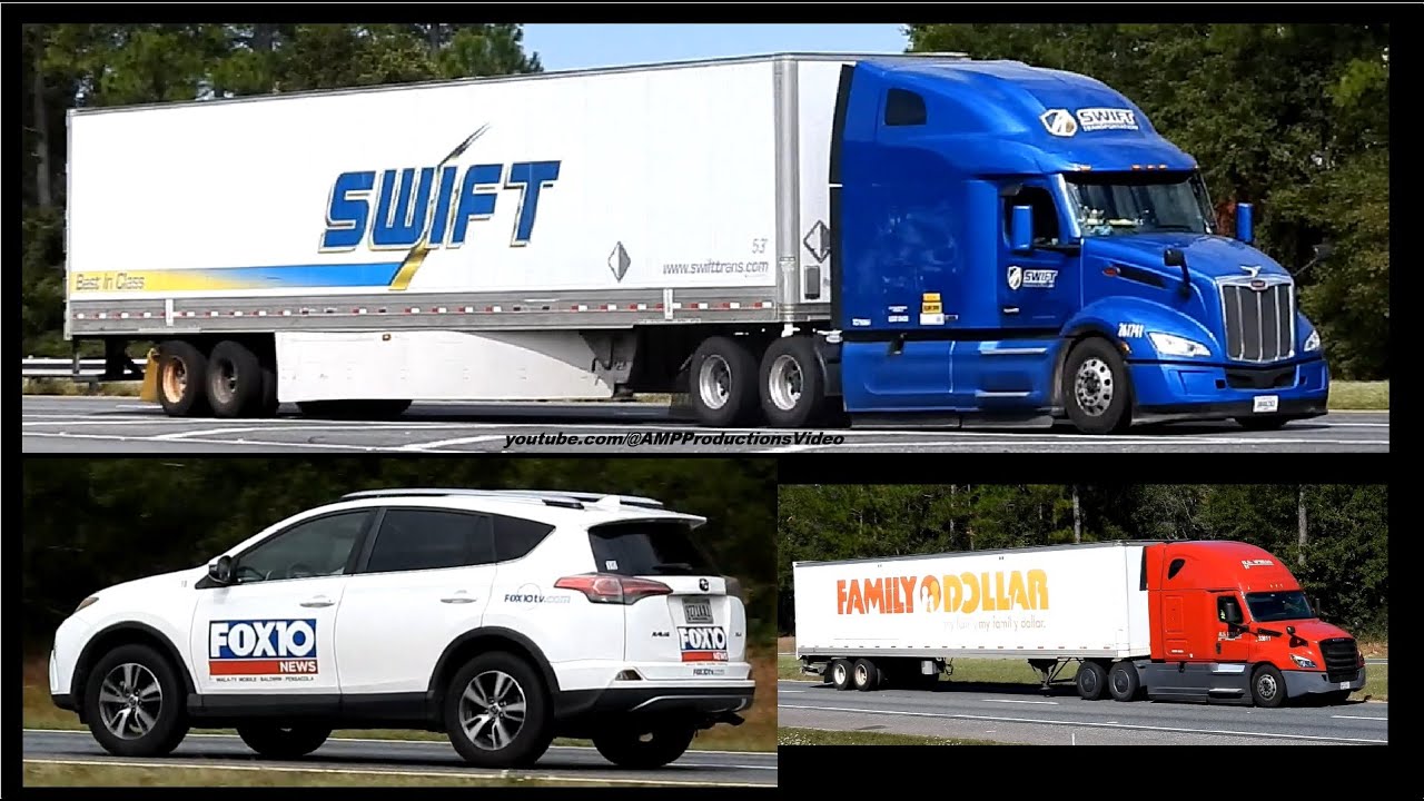 Blue Swift Peterbilt &bull; FOX10 News &bull; Family Dollar | Truckspotting 111525