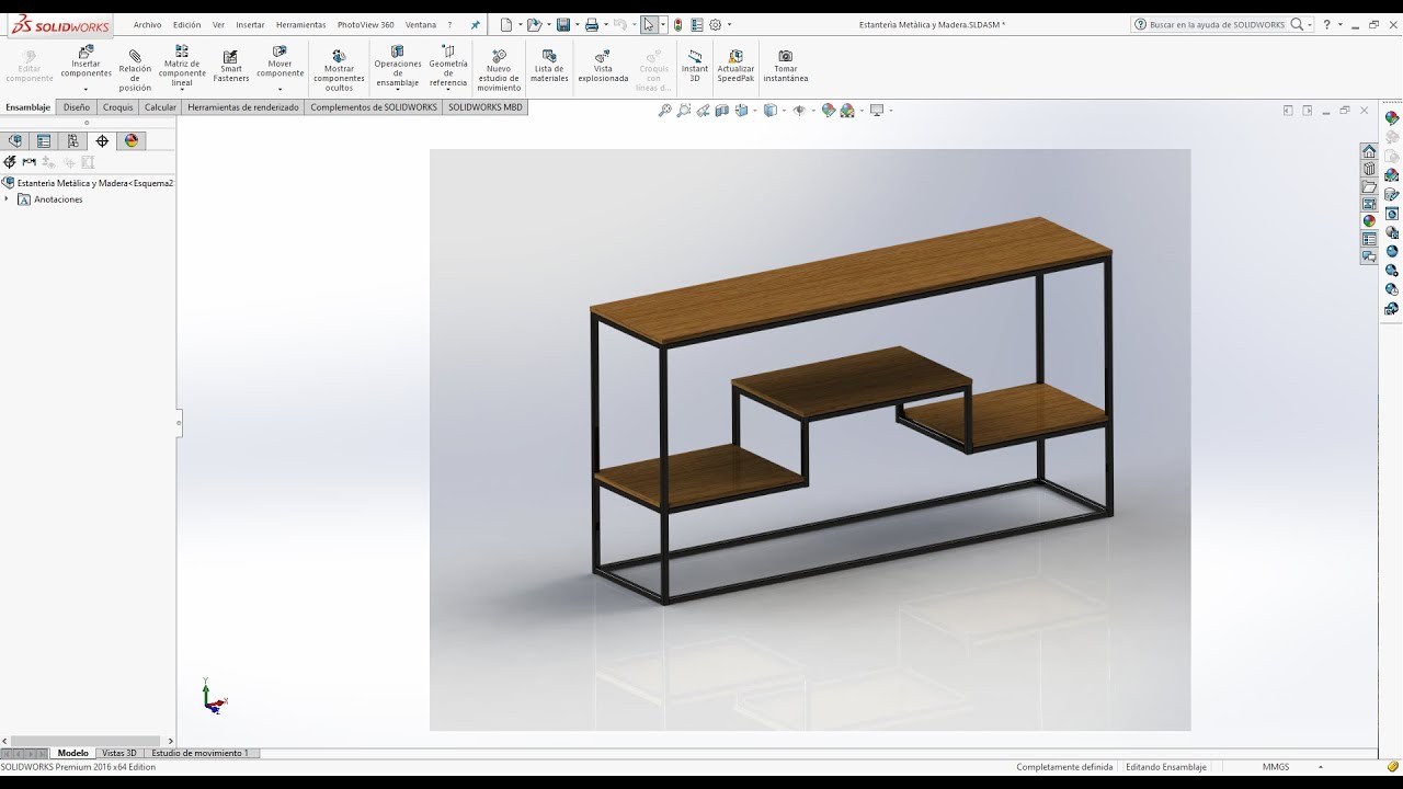 (Part 1) Como hacer Estantería para el hogar con Estructura Metálica y Madera en SolidWorks.*