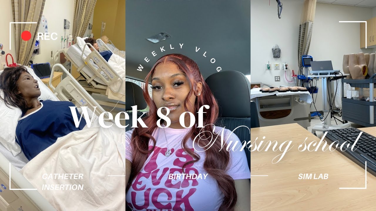 Week 8 of Nursing School 👩🏾‍⚕️🩺| Simulation Lab 🥼 🧪, Catheter Insertion, Midterm Exam 📝