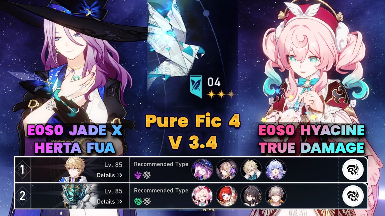 E0S0 Jade x Herta FUA & E0S0 Hyacine True Damage | PureFiction 4 | V3.4 | 3 звезды | HSR |