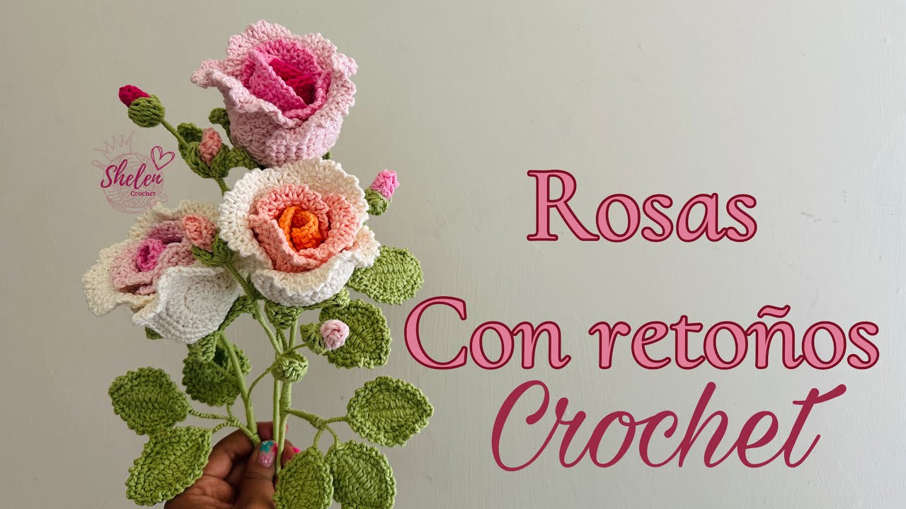 Rosa con retoños 🌹💕  CROCHET 🧶