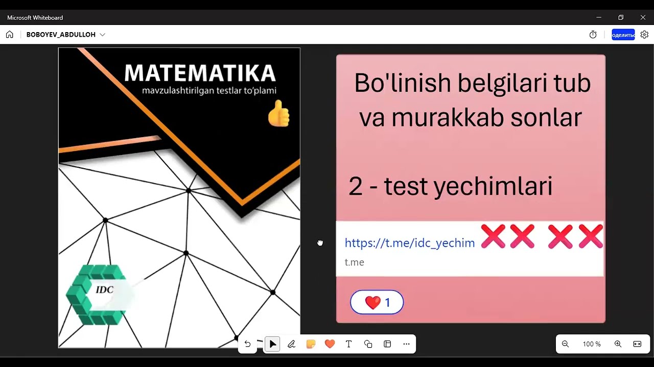 IDC_Bo'linish belgilari va tub 2 - test yechimi