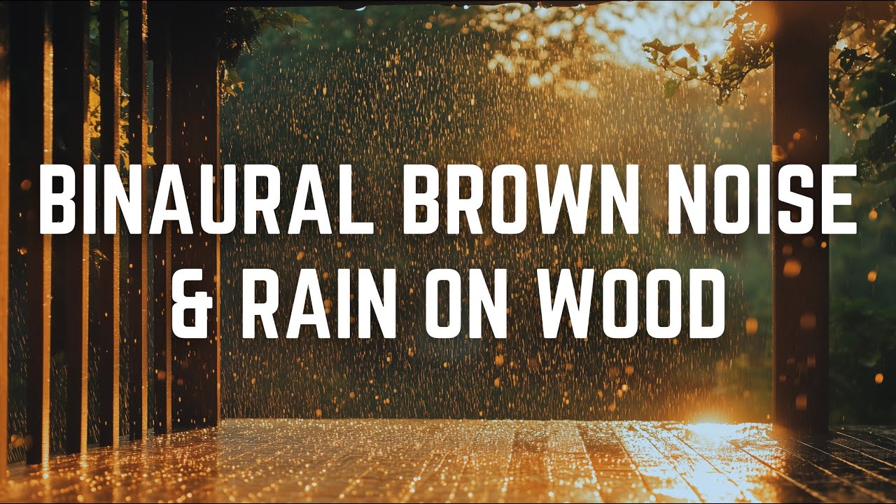 BINAURAL BROWN NOISE & RAIN ON WOOD | 12 Hours | Black Screen | No Midway Ads | Relax, Sleep, Focus