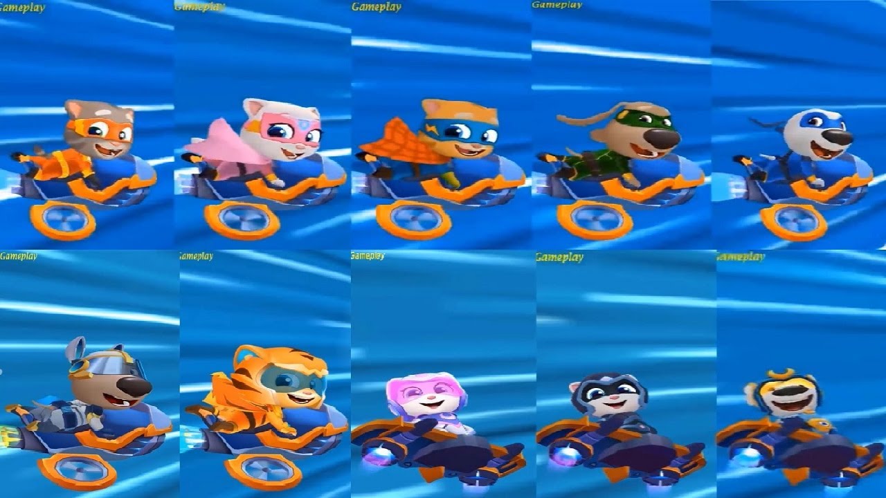 Talking Tom Hero Dash Chinese Version Ride the jet Bike SUPER ANGELA SUPER TOM GINGER SUPER BEN HANK