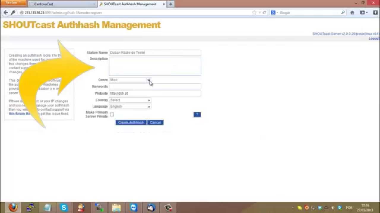 Authhash - Shoutcast2