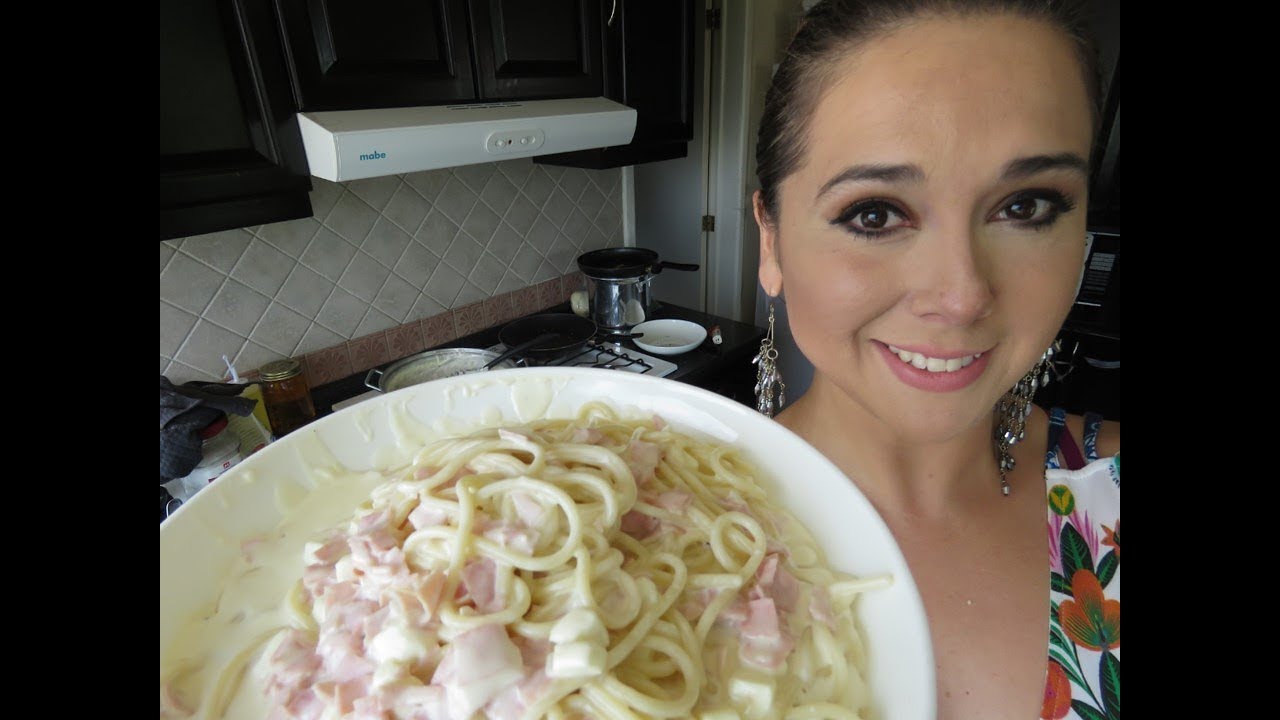 Spaguetti blanco cremoso con jam&oacute;n y queso/Espaguetti/Marisolpink