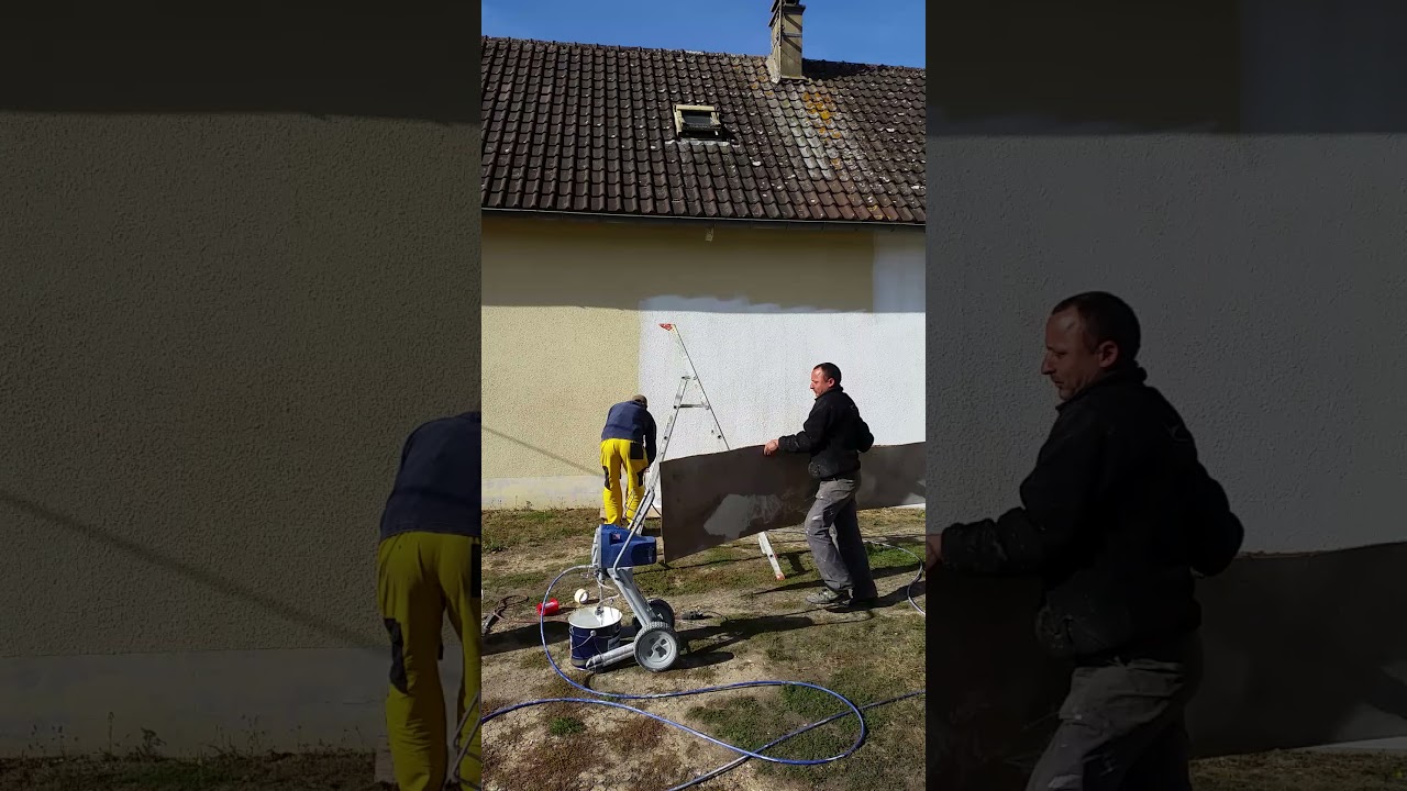 Peinture d'une fa&ccedil;ade au Airless (peinture Pliolithe) - SP-BATIMENT