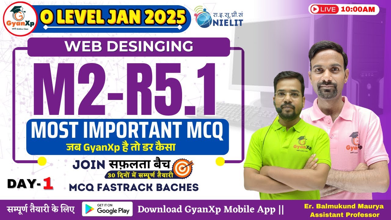 Web Designing M2-R5.1 Important MCQs || O Level JAN 2025 || GyanXp