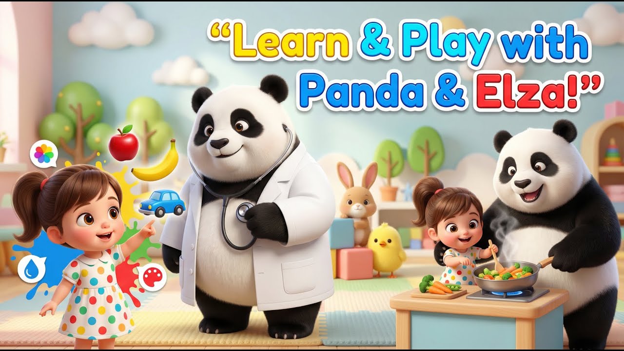 Panda & Elza Learn Colors, Cook & Help Friends 🐼✨ | Kids 3D Animation #kidslearning #kidsvideo