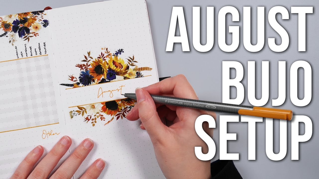 August Bullet Journal Setup 💜 Sunflowers theme