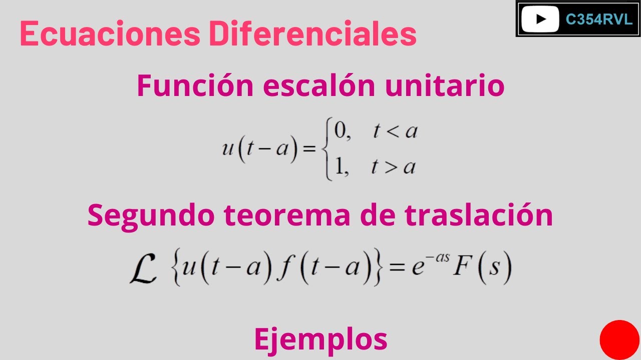 ED. Función escalón unitario y su transformada de Laplace/Segundo teorema de traslación. Ejercicios