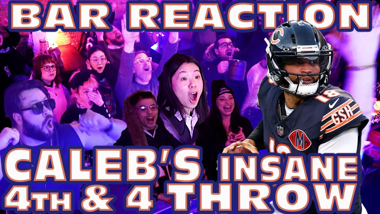 Chicago Bar Goes CRAZY at Caleb William's INSANE 4th & 4 TD Pass!