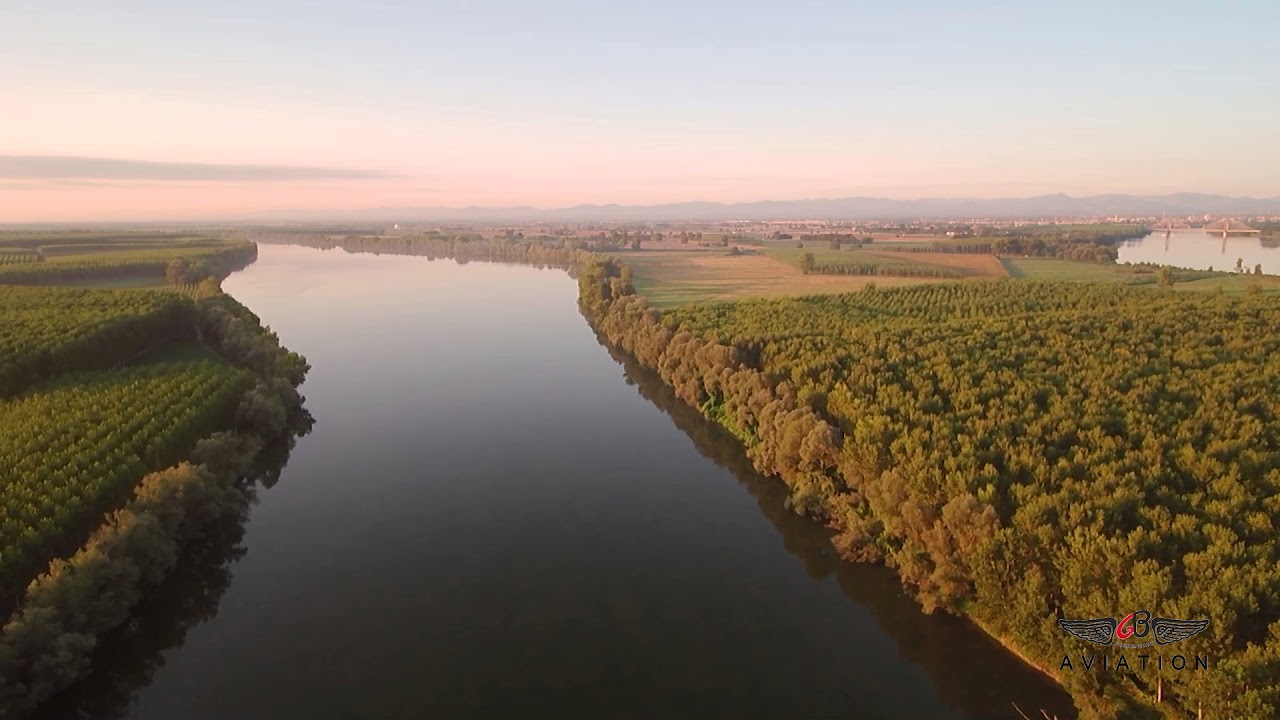 Riprese aeree drone Fiume Po all'alba Agosto 2017 - GBAVIATION
