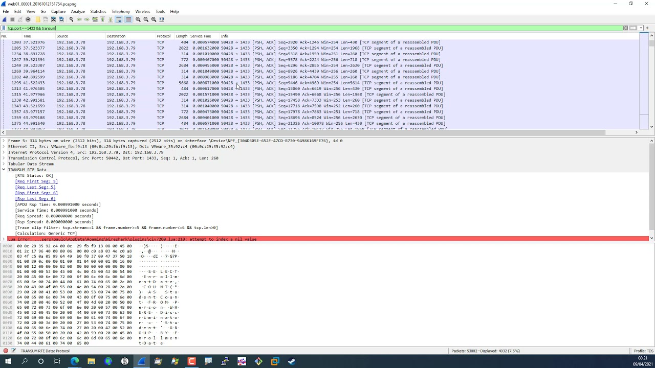 Analysing Microsoft SQL Server performance using Wireshark