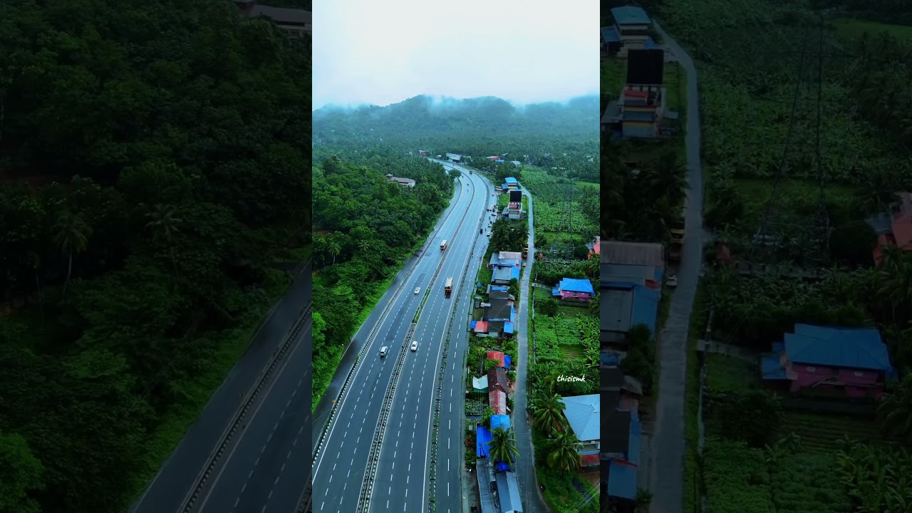 National Highway -544, Kochi-Salem 📍 Thirssur, Kerala #kerala #thirssur #road #dronevideo #travel