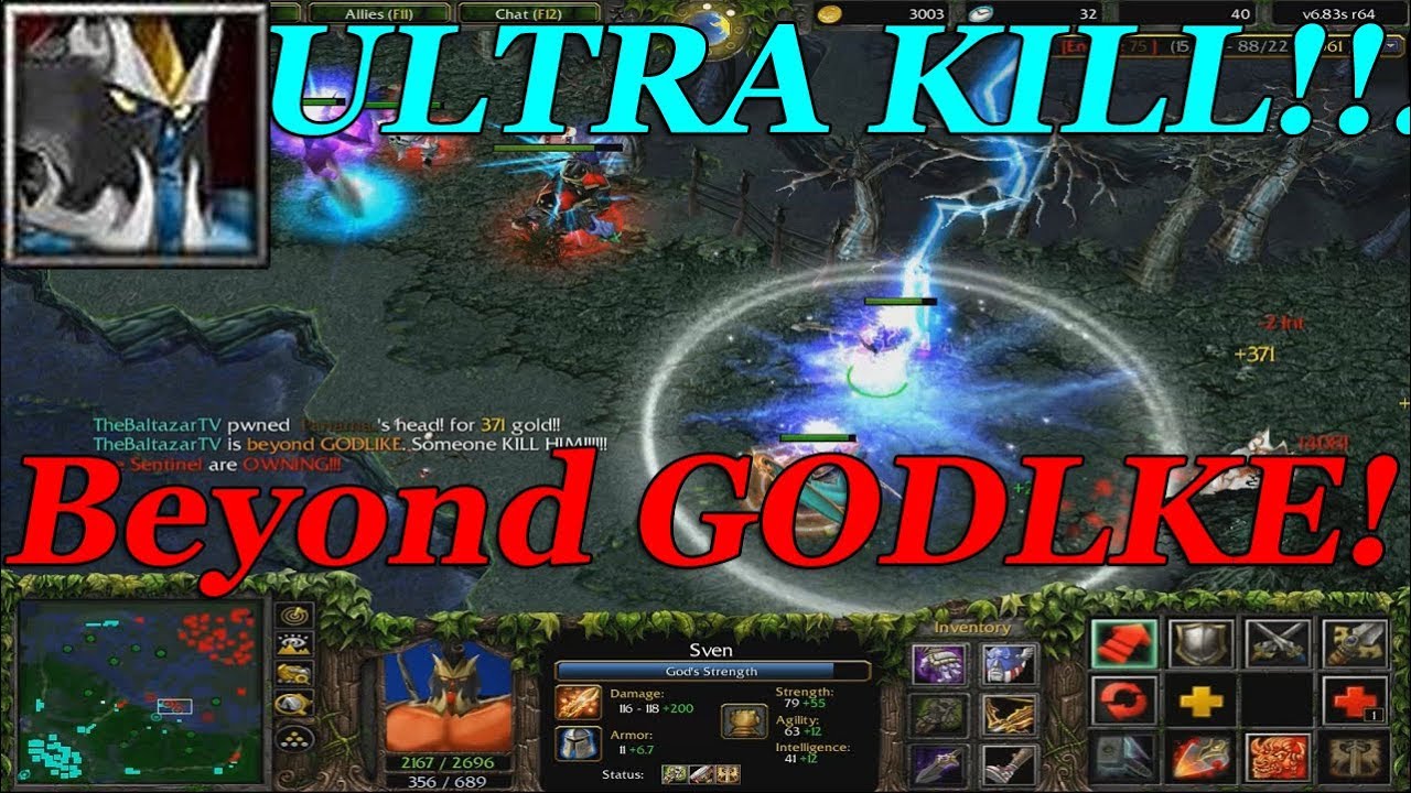 DOTA 1 - Sven BEYOND GODLIKE + ULTRA KILL!!! (Almost Rampage)