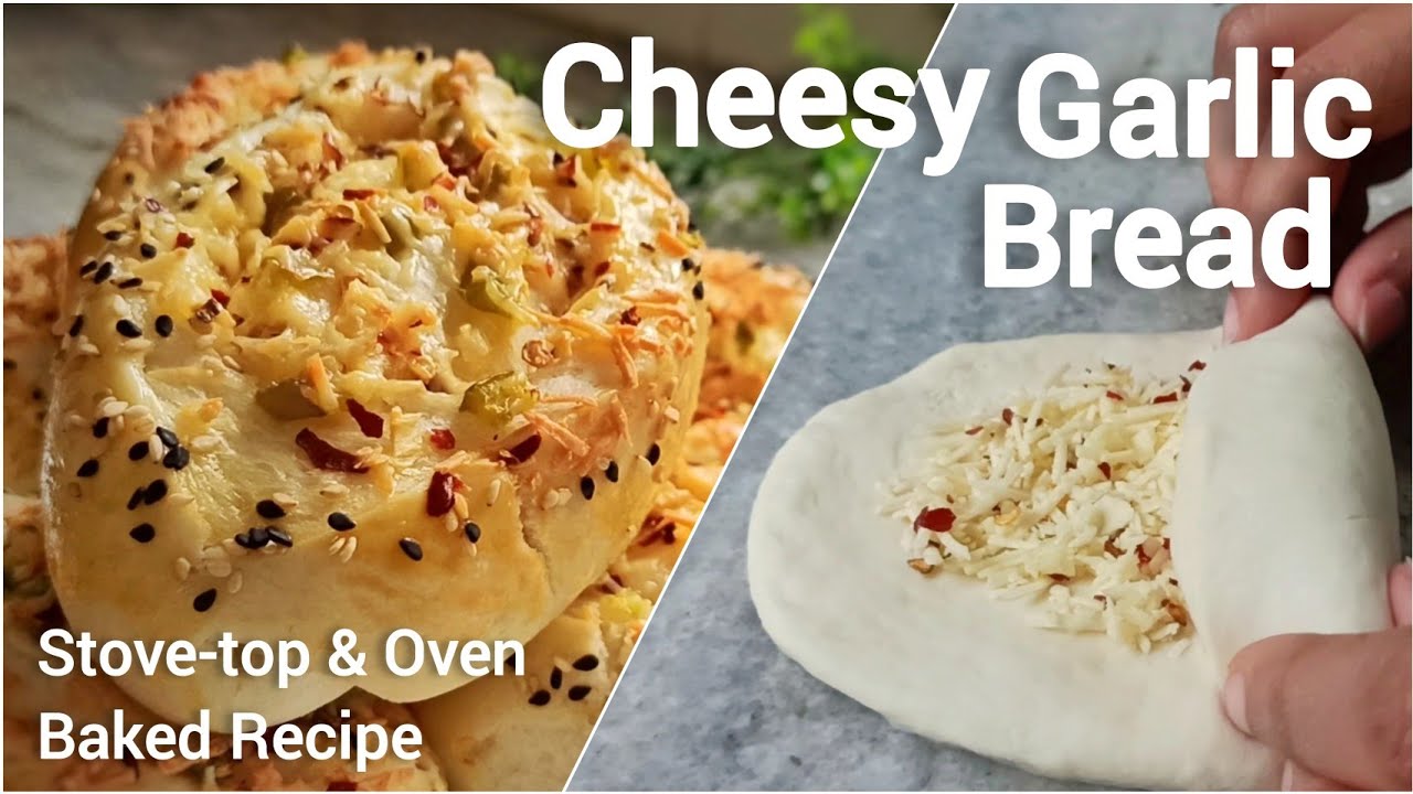 Easy Cheesy Garlic Bread | Stove-top & Oven Baked