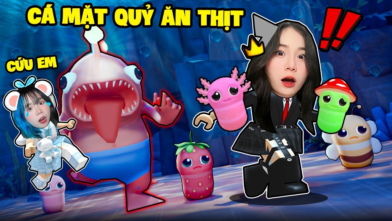 SAMMY VÀ MÈO SIMMY GIẢI CỨU CÁ CON KHỎI CÁ MẶT QUỶ ĂN THỊT SIÊU ĐÁNG SỢ TRONG ROBLOX