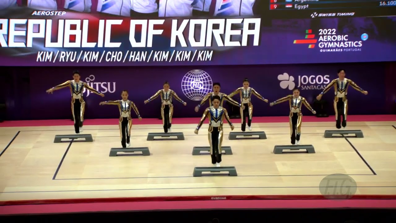세계에어로빅선수권대회 1위 에어로빅스텝 / 금메달 획득 Republic of Korea STEP /2022 Aerobic Worlds, Guimaraes POR