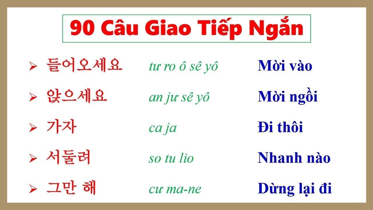 90 Mẫu Câu Siêu Ngắn, Học Thuộc Để Giao Tiếp Tốt | 자주 쓰는 한국어 90문장