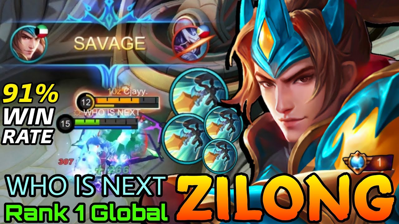 SAVAGE! Zilong 91% Win Rate! - Top 1 Global Zilong by WHO IS NEXT - Mobile Legends