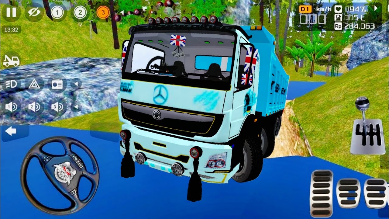 Indian Bharat Benz Tipper Truck Driving In Offroad Map Mod - Bus Simulator Indonesia 