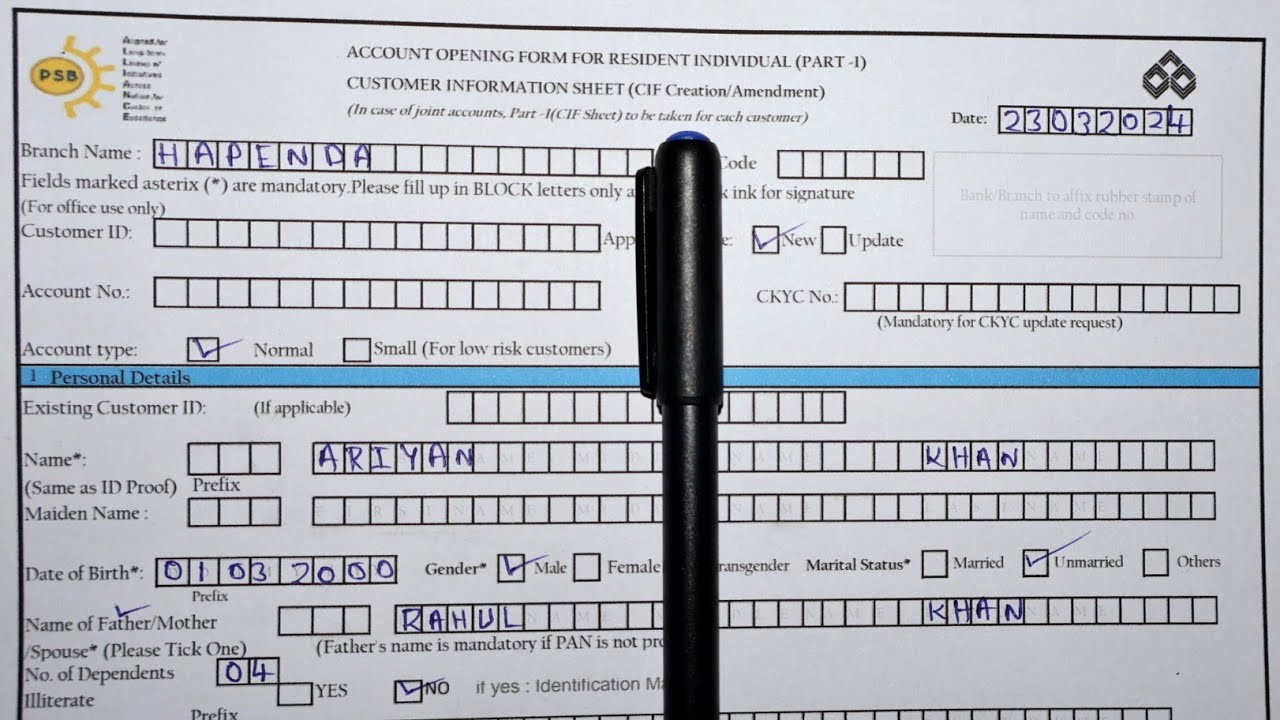 Indian Overseas Bank Account Opening Form Fill Up 2024 | IOB Savings Account Opening Form