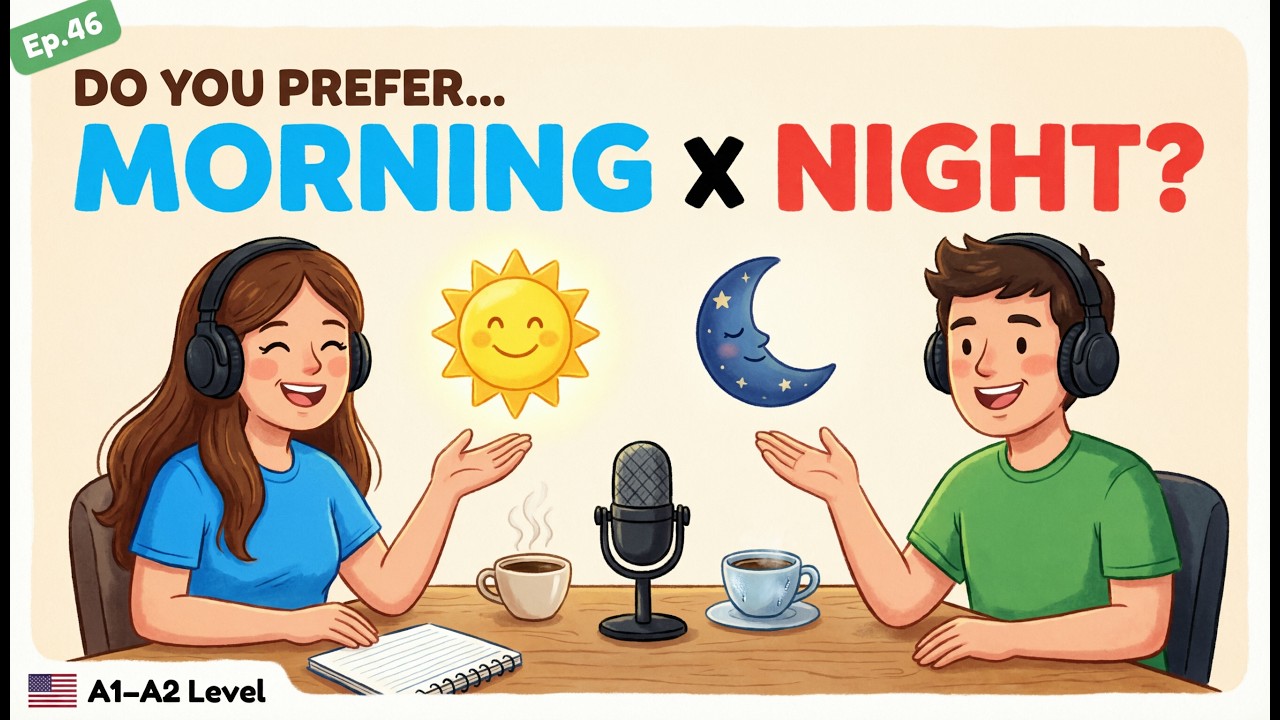 Early Bird vs Night Owl | English Conversation Practice  (E.p 46 | A1-A2 Level)
